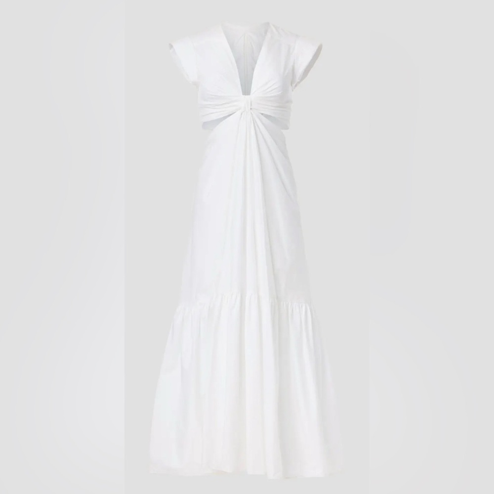 A.L.C. White Tiered Maxi Skirt with Gathered Detail